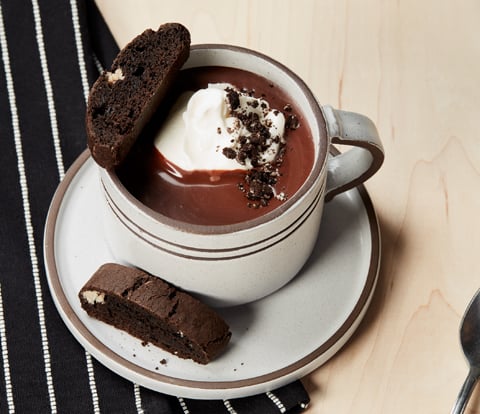 Drinking Chocolate with Biscotti made with OREO Cookies